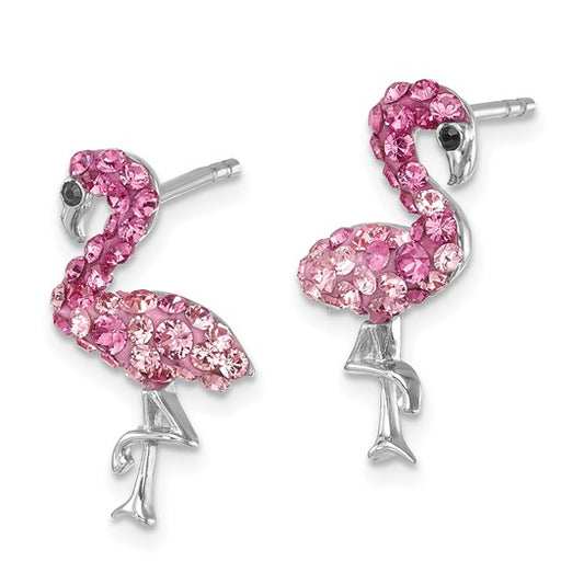 PINK FLAMINGO POST EARRINGS CRYSTAL ELEMENTS