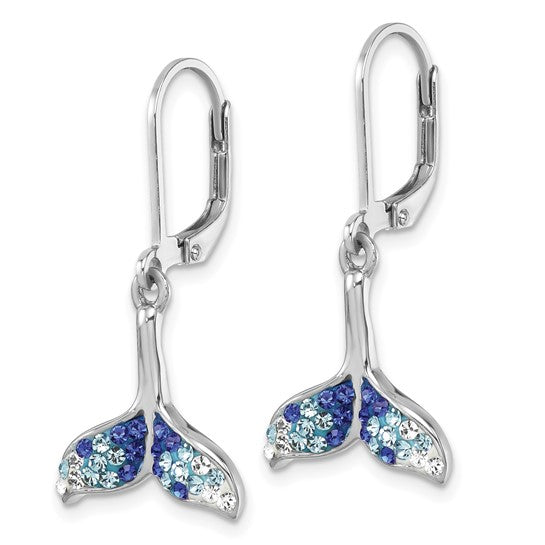 AQUA SWAROVSKI WHALE TAIL EARRINGS