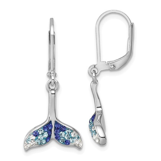 AQUA SWAROVSKI WHALE TAIL EARRINGS