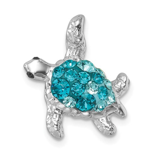 AQUA SWAROVSKI TURTLE DANGLE NECKLACE