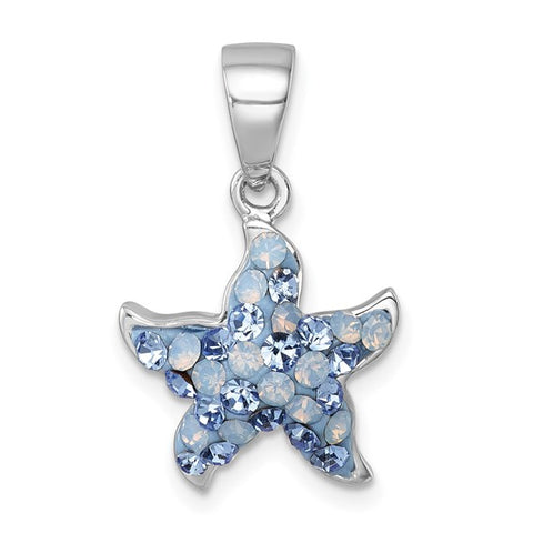 SMALL STARFISH NECKLACE WITH BLUE CRYSTAL INLAY