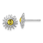 STERLING SILVER SUN POST EARRING WITH CITRINE CRYSTAL