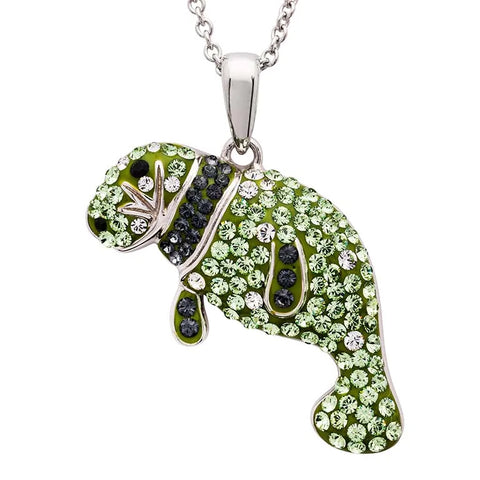 STERLING SILVER PERIDOT MANATEE CRYSTAL NECKLACE