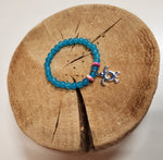 Blue Glass Beads with Turtle Charm - LIMITED EDITION