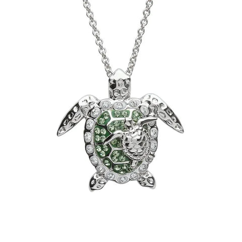 MOTHER & BABY TURTLE NECKLACE WITH CRYSTALS