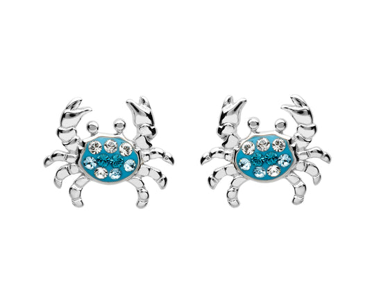 STERLING SILVER SWAROVSKI CRYSTAL STUD CRAB EARRINGS