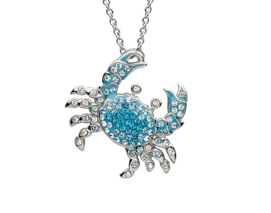 STERLING SILVER BLUE SWAROVSKI CRAB NECKLACE