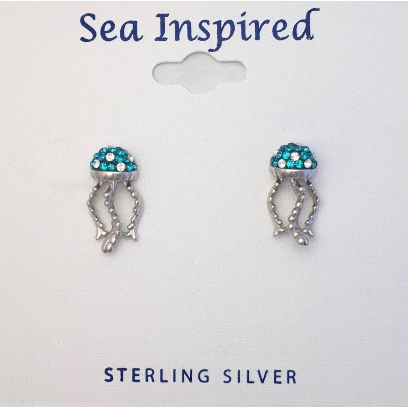 BLUE PAVE CRYSTAL JELLYFISH EARRING