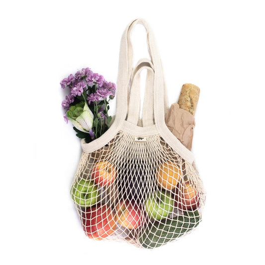 DOUBLE HANDLE COTTON NET MARKET TOTE BAG